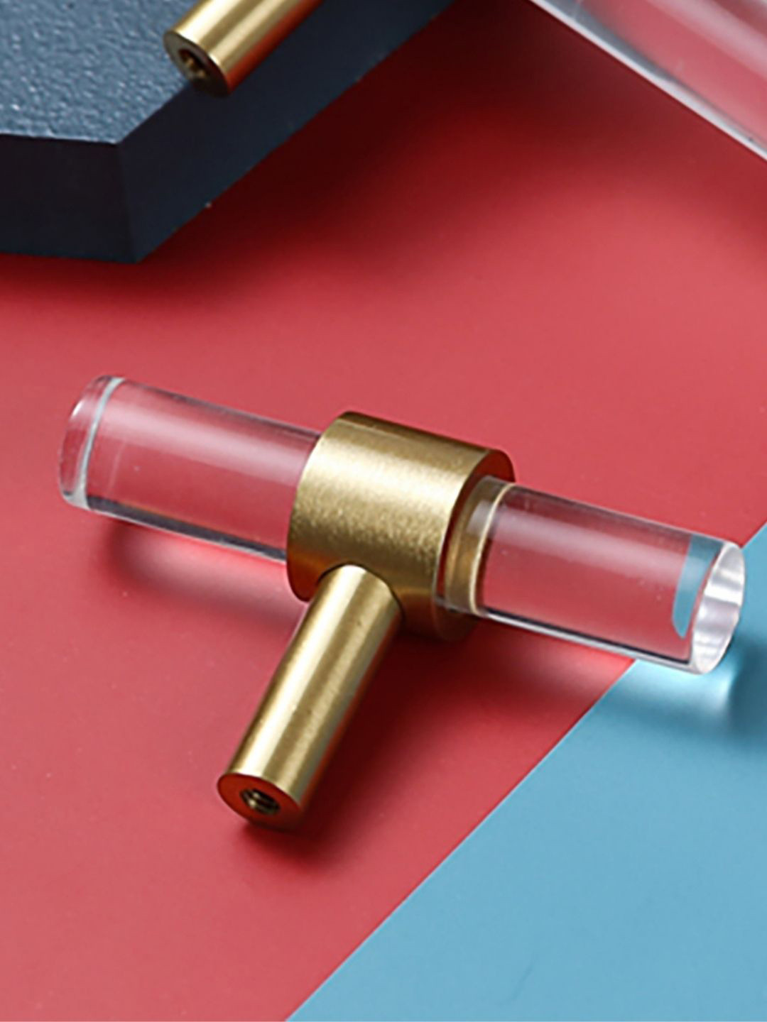 

MANTARA Transparent & Gold-Toned Cabinet Door Handle