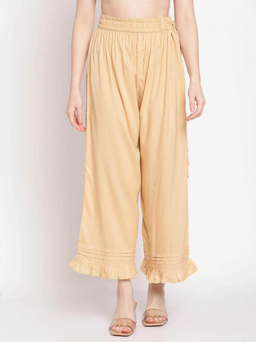 

TAG 7 Women Beige Hem Design Palazzos