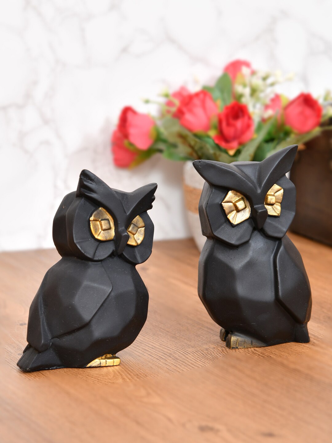 

Clasiko Set Of 2 Black Owl-Shaped Showpiece