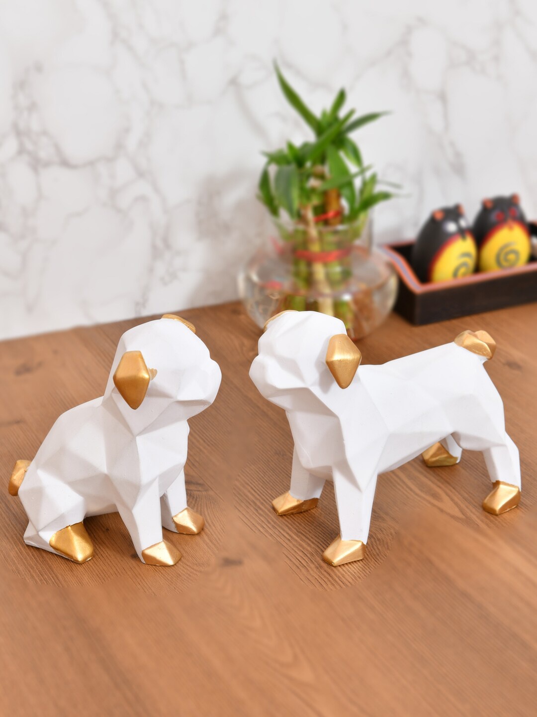 

Clasiko Set Of 2 White Pups Pair Showpiece