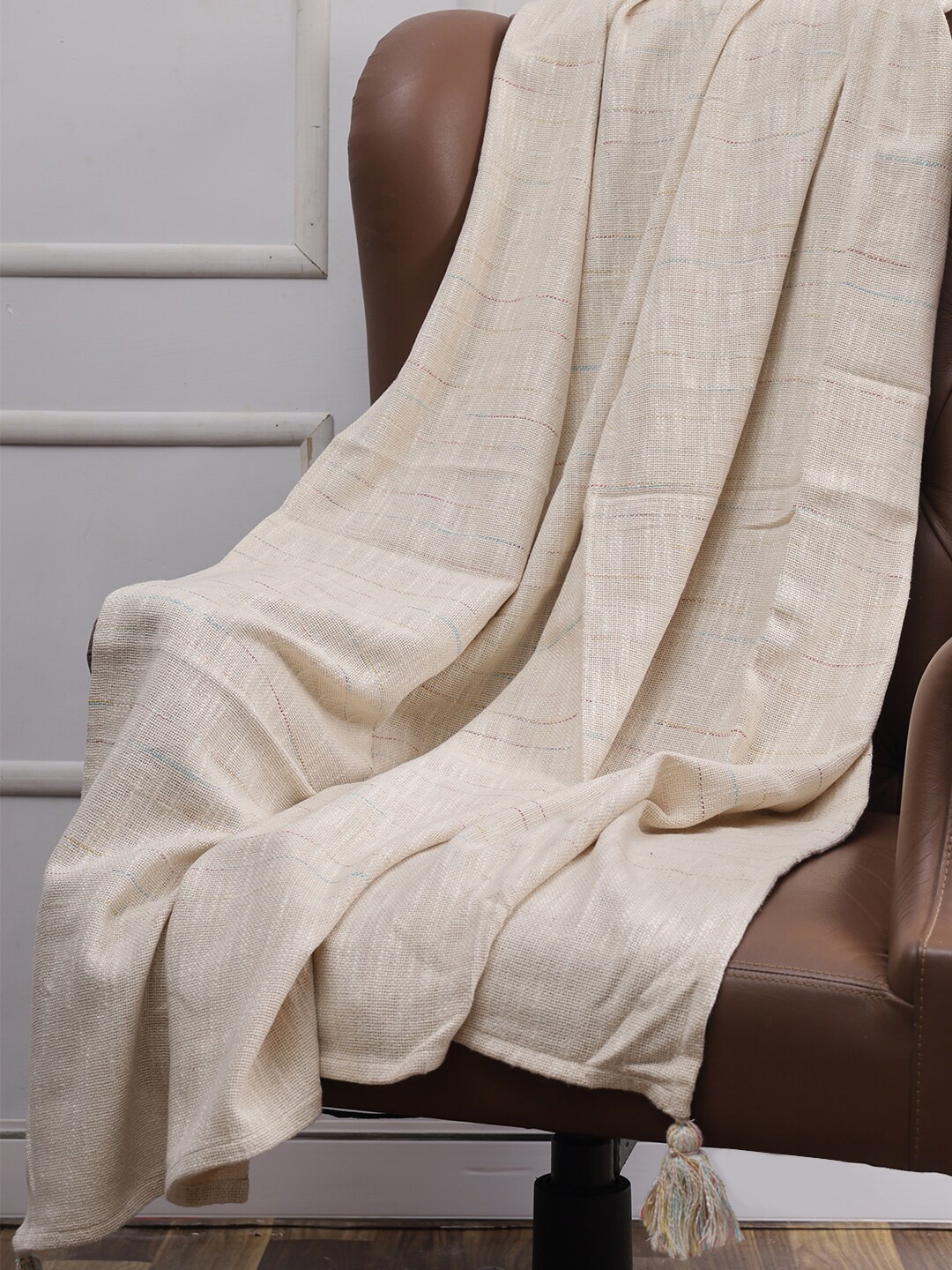 

Soumya Unisex Off White Solid Cotton Throw