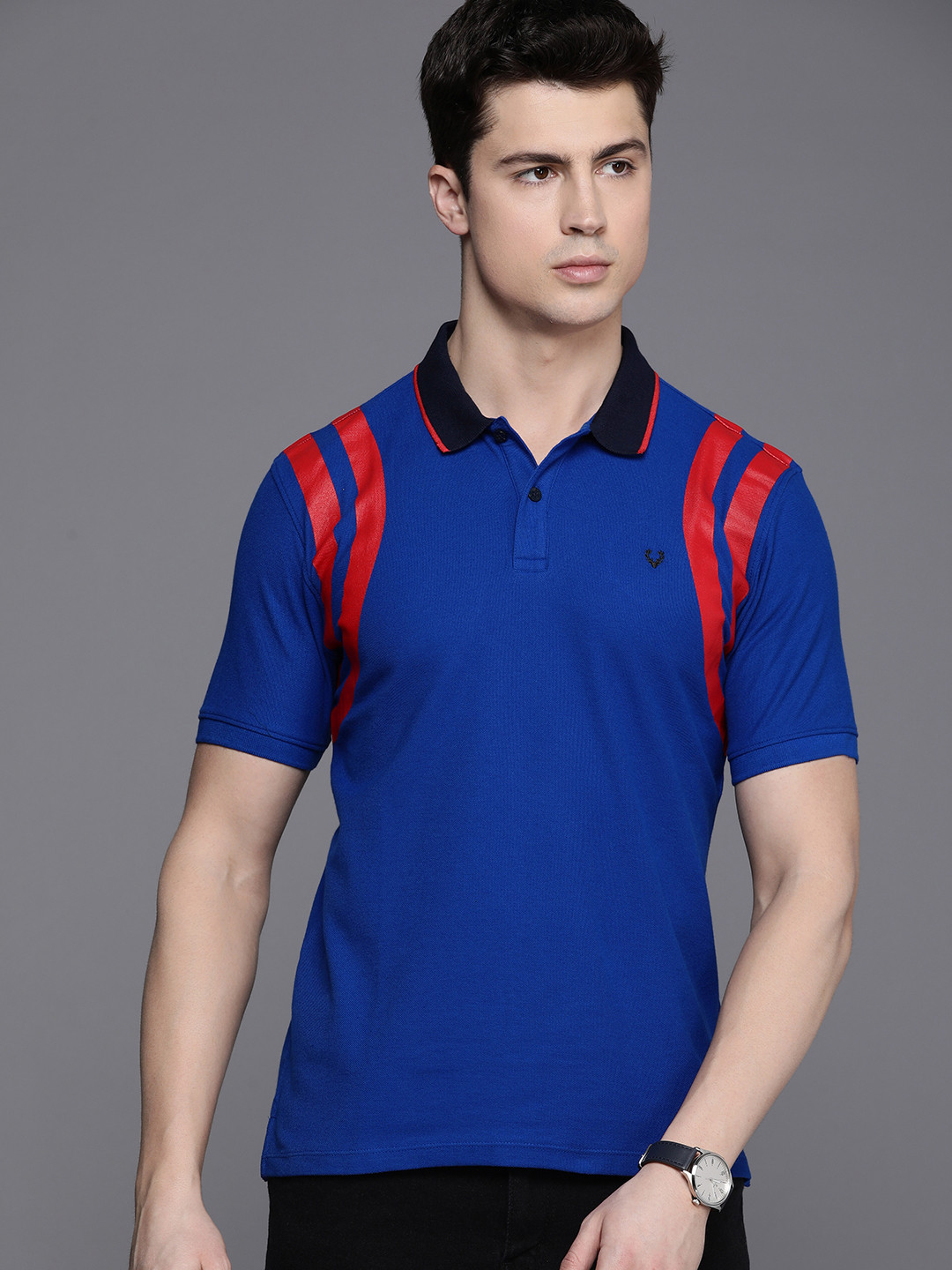 

Allen Solly Men Polo Collar T-shirt With Striped Detailing, Blue