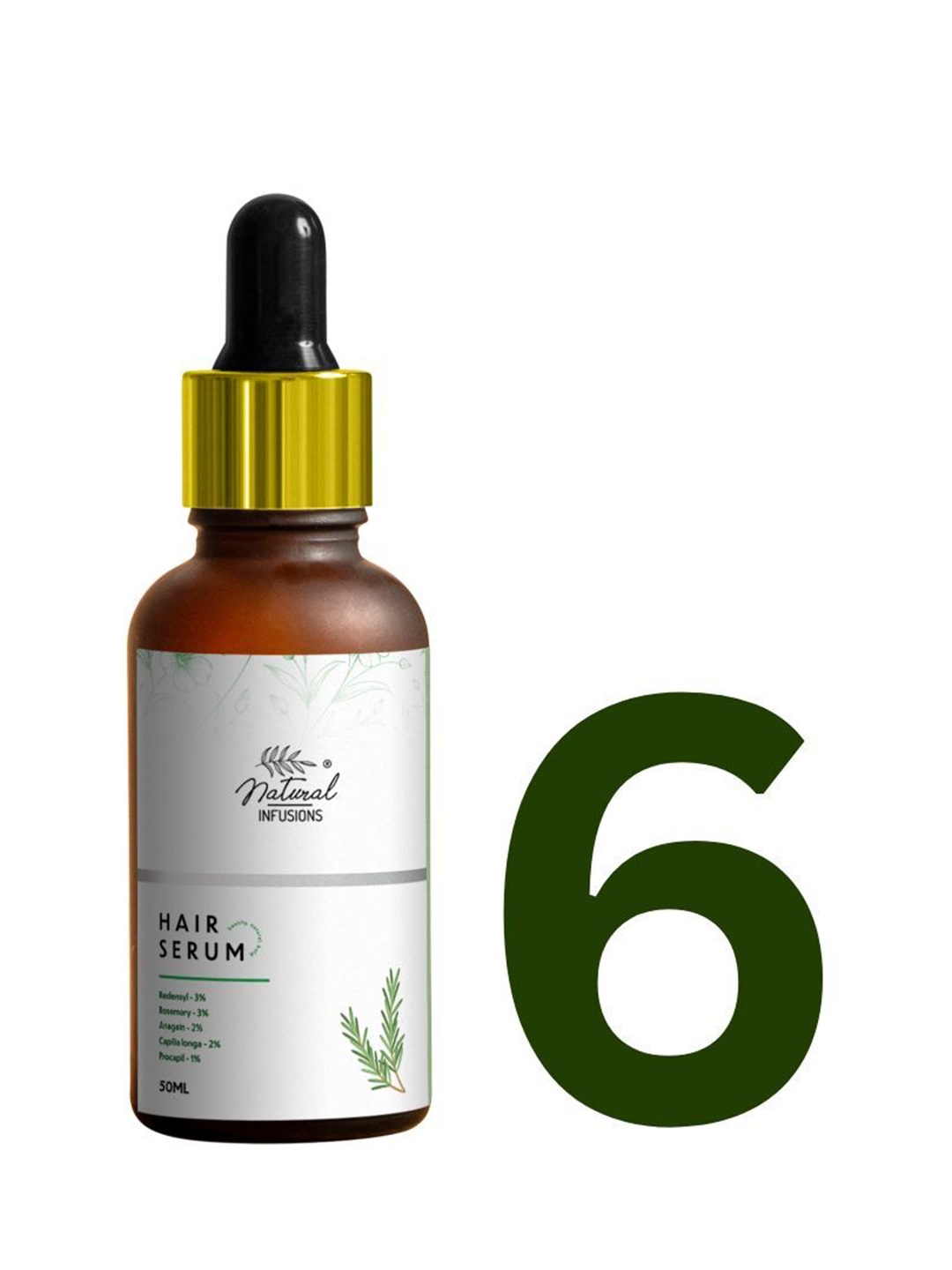 

Natural Infusions Set of 6 Hair Growth Serum with 5% Redensyl - 30ml each, Brown