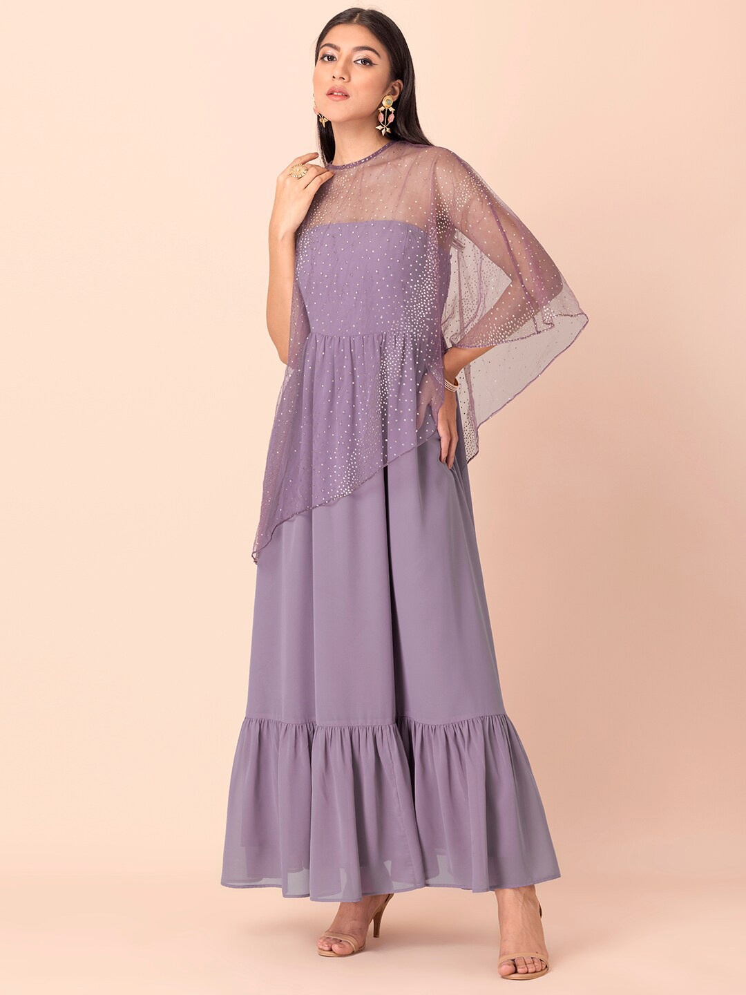 

INDYA Purple Georgette Ethnic Maxi Dress