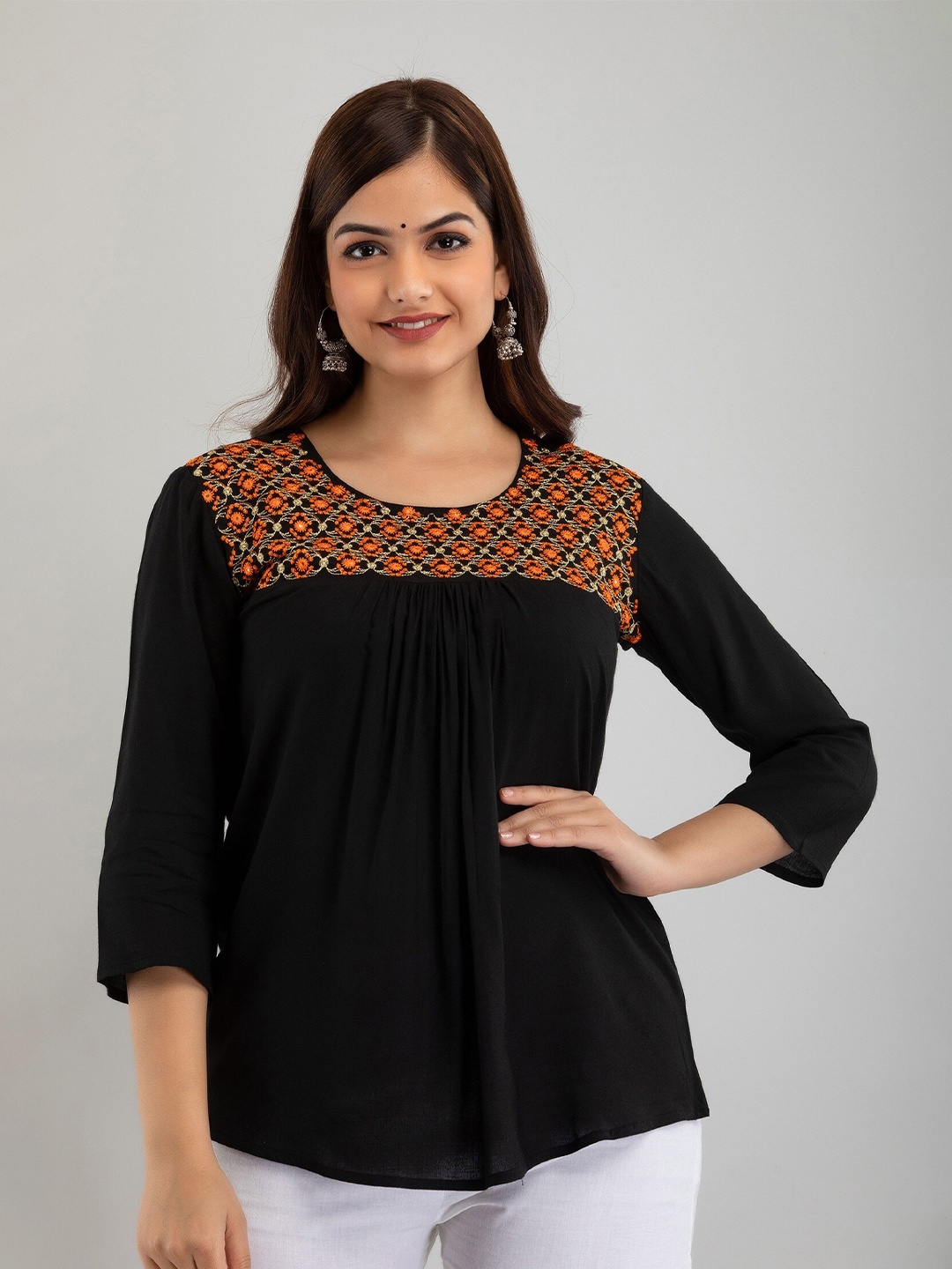 

Women Touch Black Embroidered Top