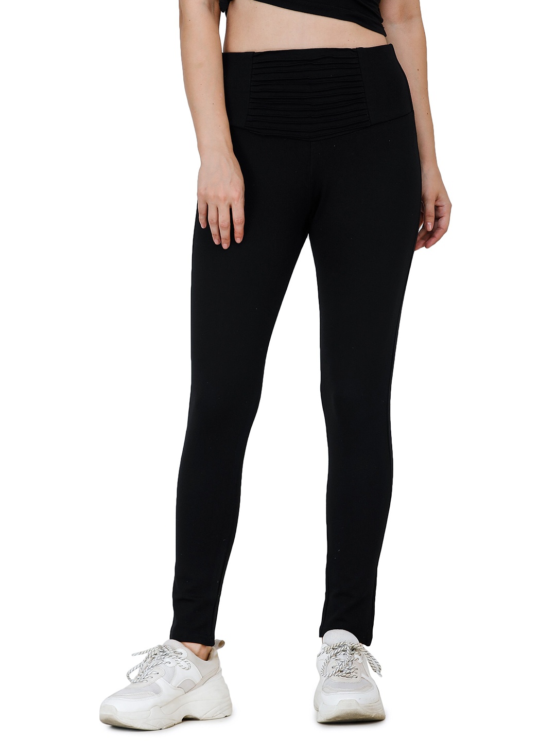 

DECHEN Women Black Solid Skinny-Fit Tregging