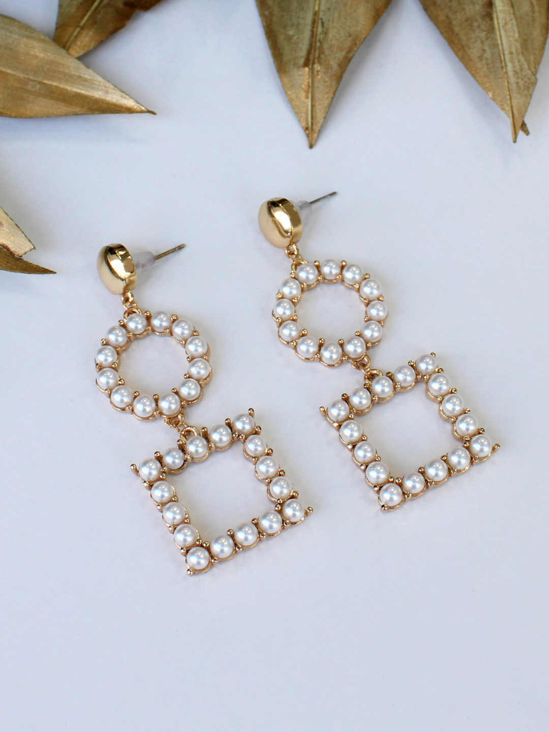 

Runway Ritual White Contemporary Drop Earrings