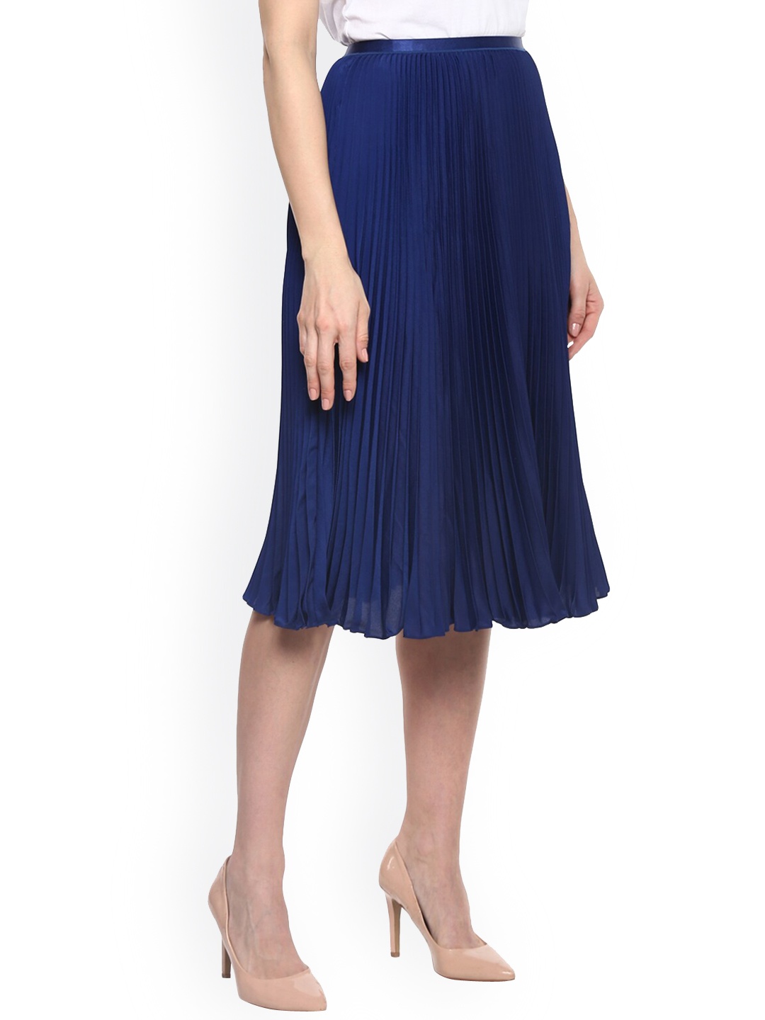 

Polo Ralph Lauren Women Navy Blue Accordion Pleated A-Line Midi Skirt