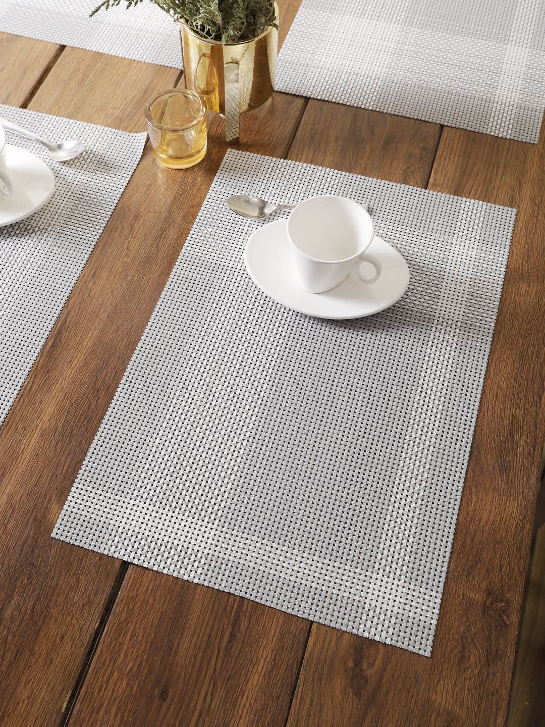

BIANCA Set Of 6 Grey Checked Table Placemats