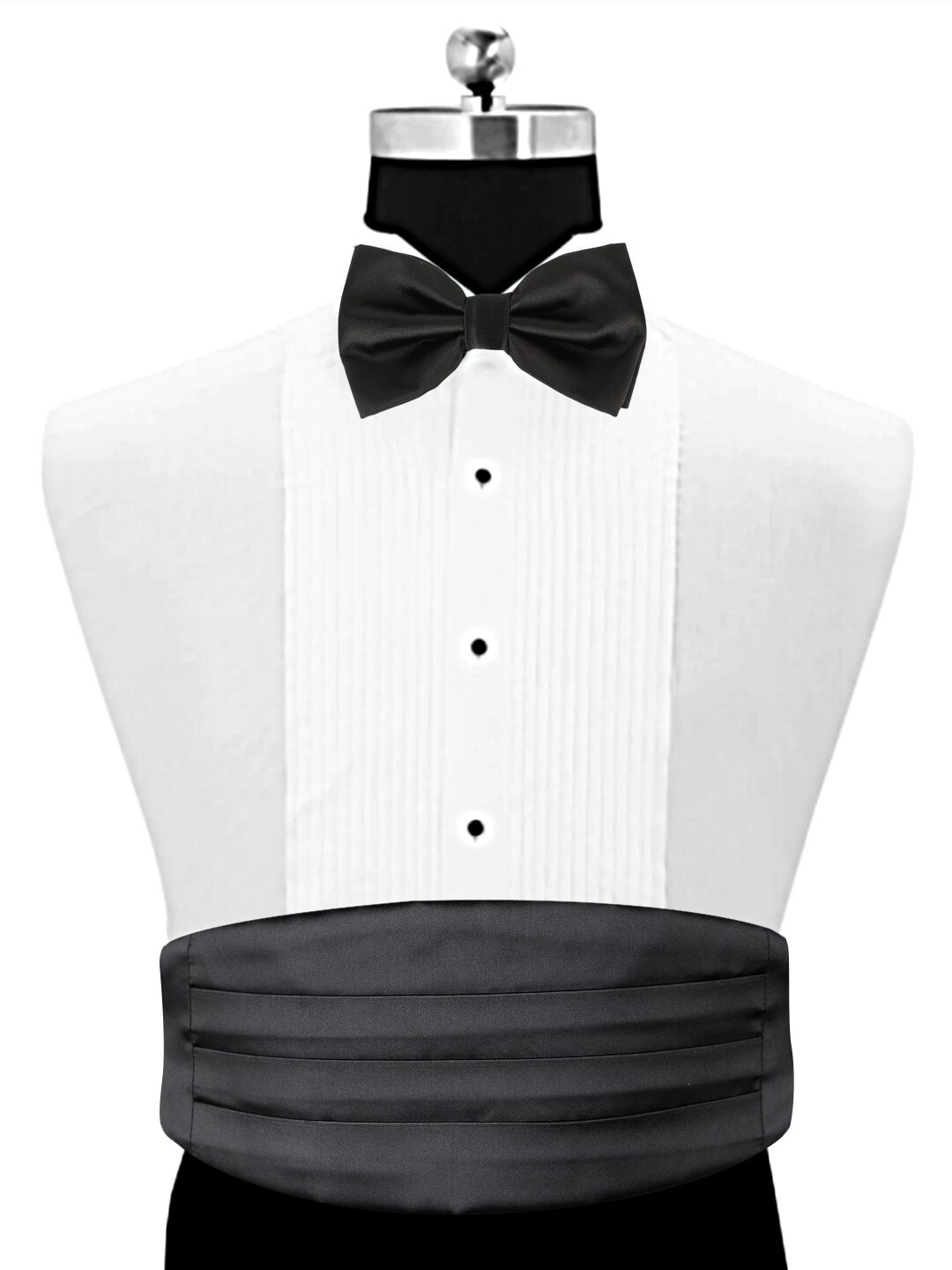 

Alvaro Castagnino Men Set Of 3 Black Pocket Square & Bow & Cummerbund