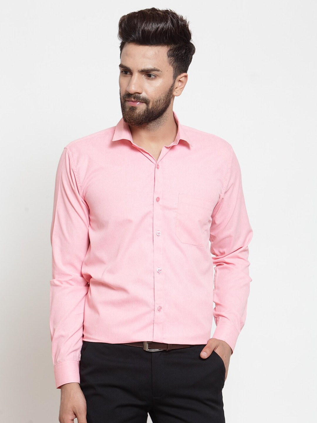 

JAINISH Men Pink Solid Classic Cotton Formal Shirt