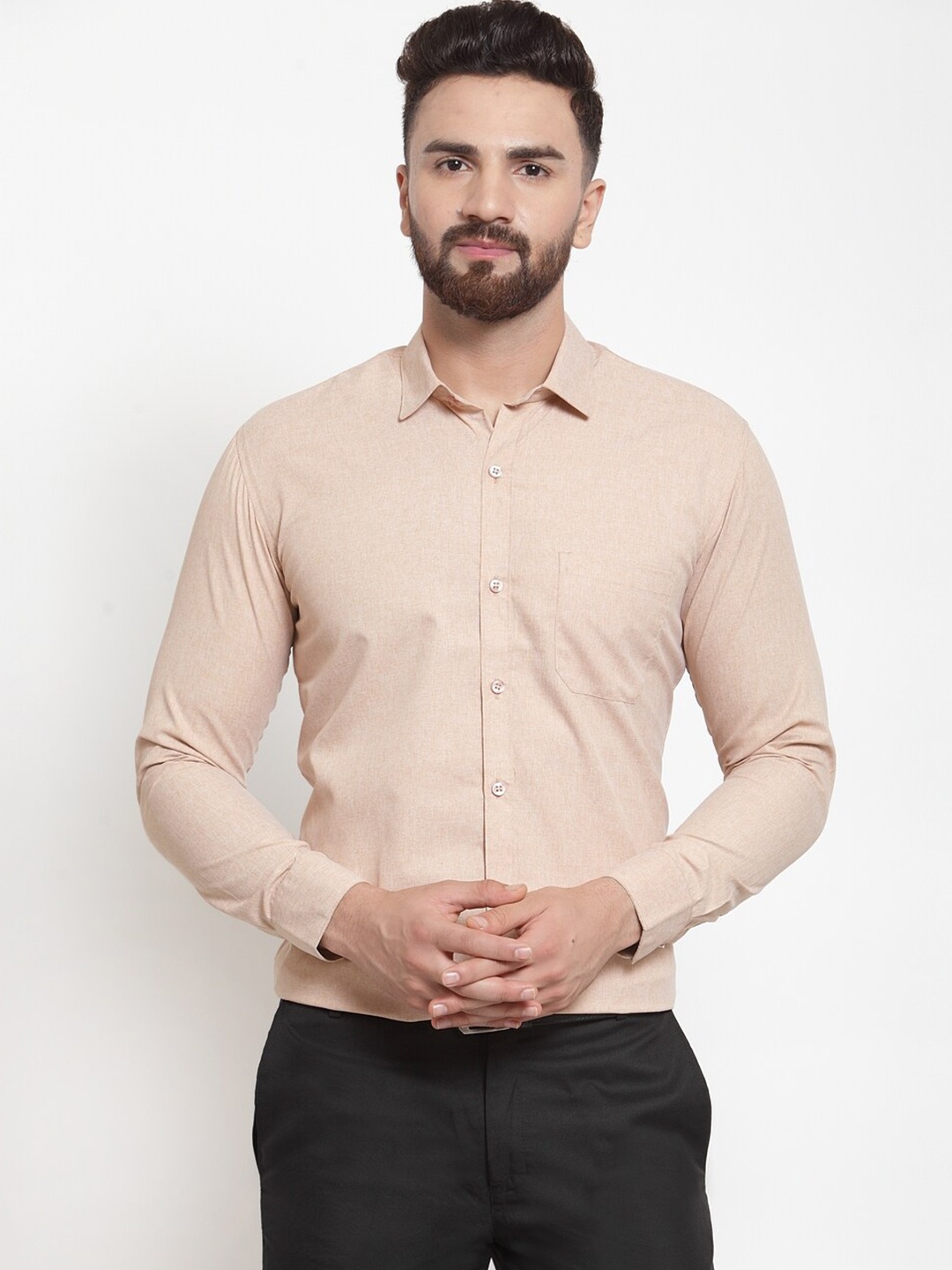 

JAINISH Men Brown Classic Checked Cotton Formal Shirt