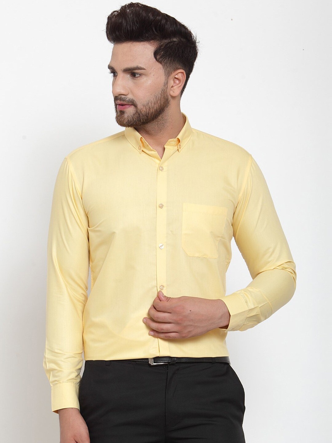 

JAINISH Men Yellow Classic Regular Fit Cotton Formal Shirt