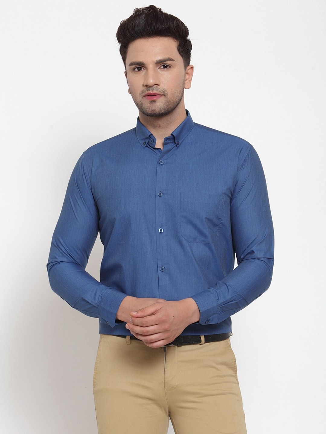 

JAINISH Men Blue Classic Formal Shirt