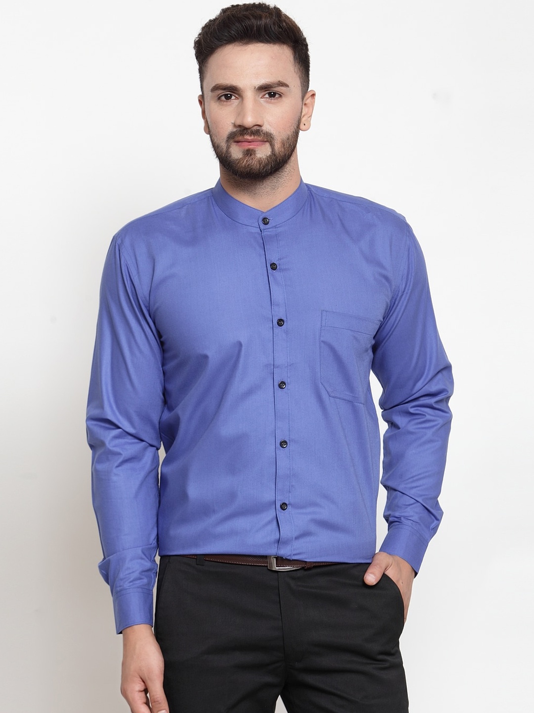 

JAINISH Men Blue Classic Slim Fit Pure Cotton Formal Shirt