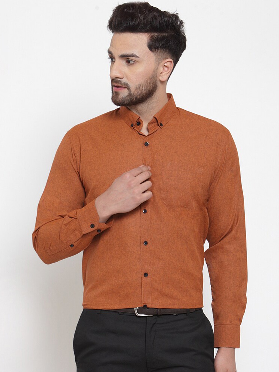 

JAINISH Men Rust Classic Cotton Regular Fit Formal Shirt