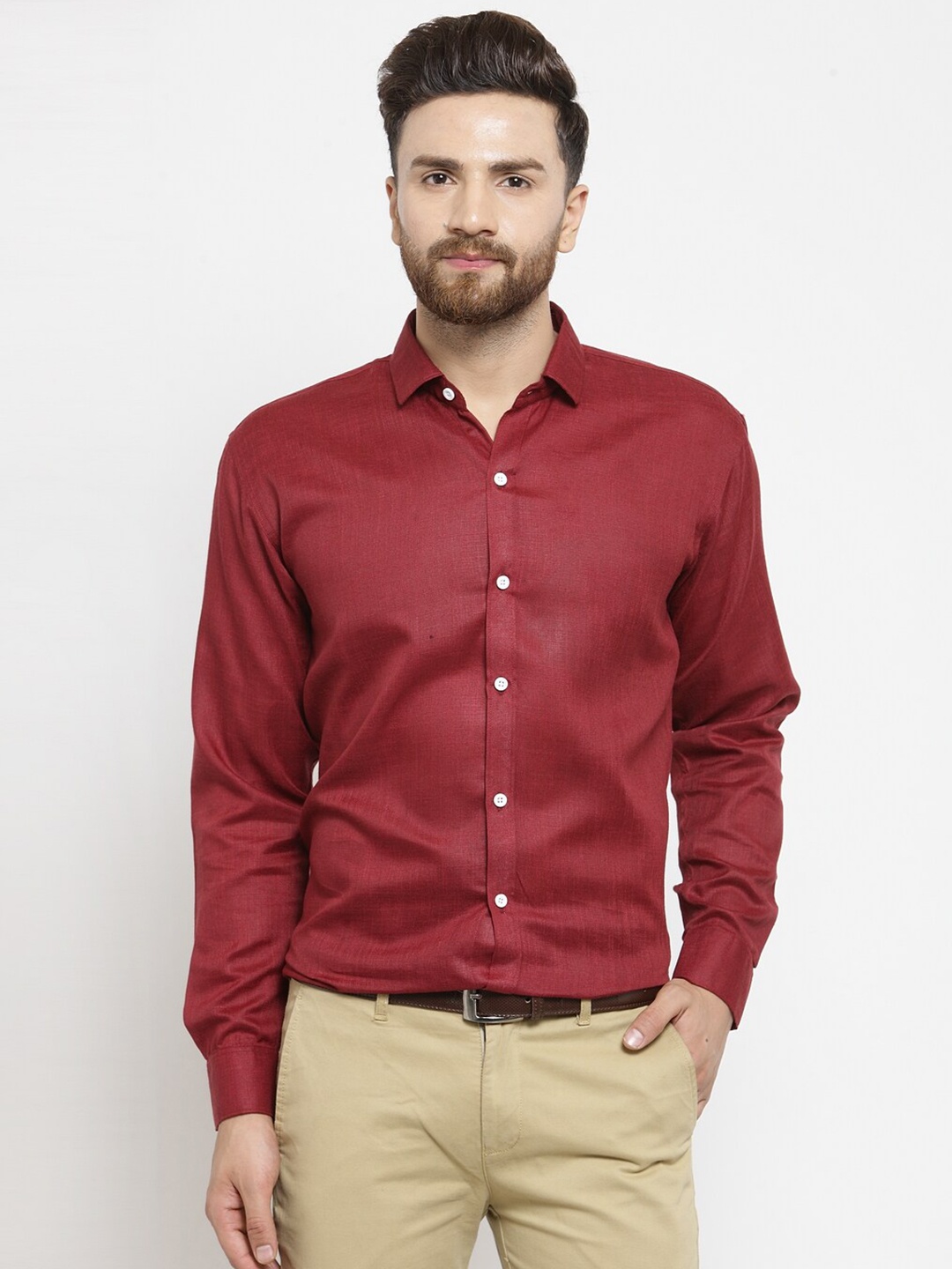 

JAINISH Men Maroon Classic Casual Shirt
