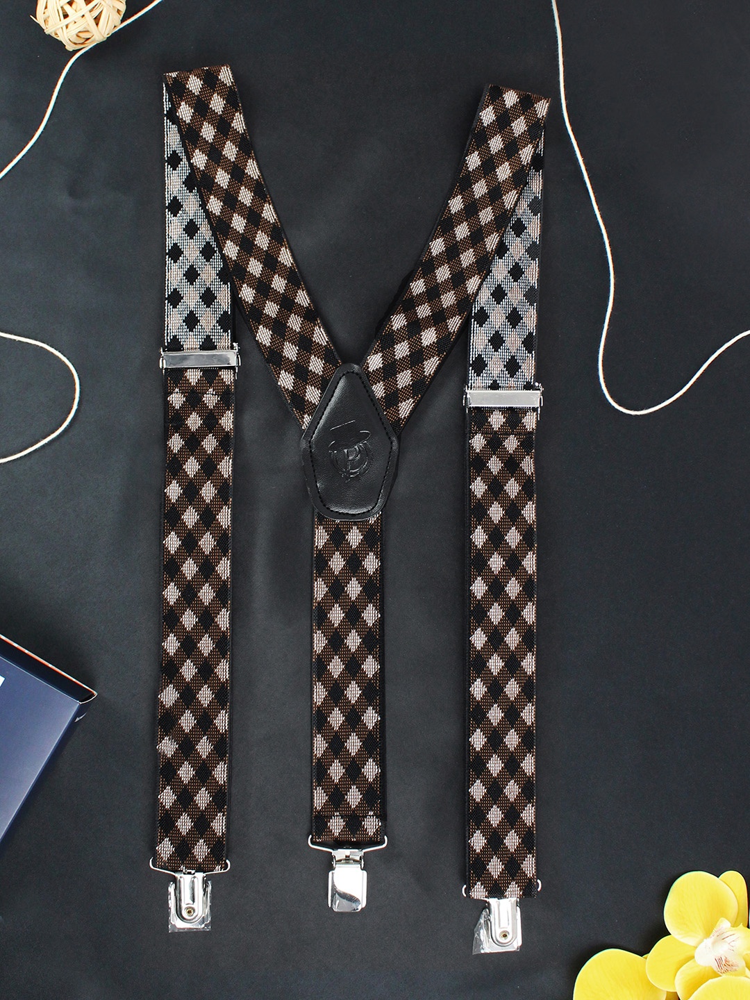 

PELUCHE Men Brown Checked Suspenders