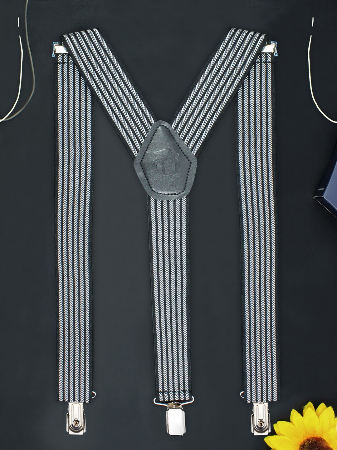 

PELUCHE Men Black & White Printed Suspenders