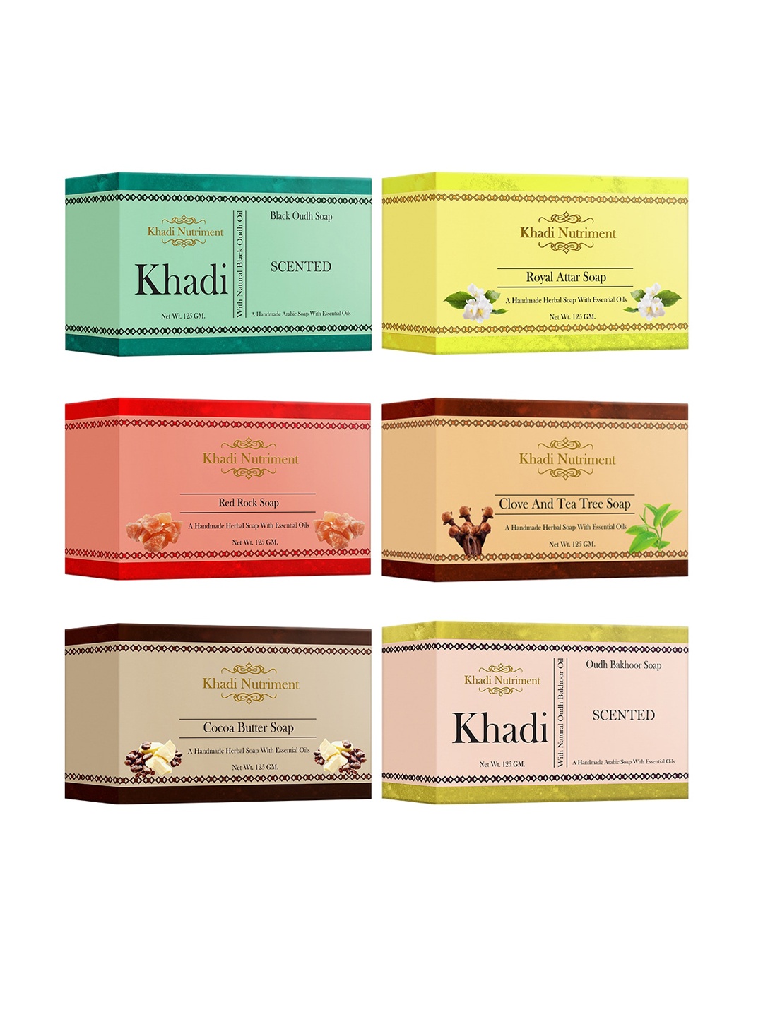 

Nutriment Khadi Set of 6 Assorted Soap with Essential Oils - 125 g each