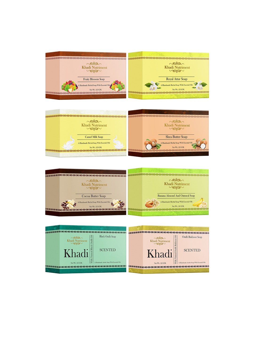 

Nutriment Khadi Set of 8 Assorted Soap with Essential Oils - 125 g each
