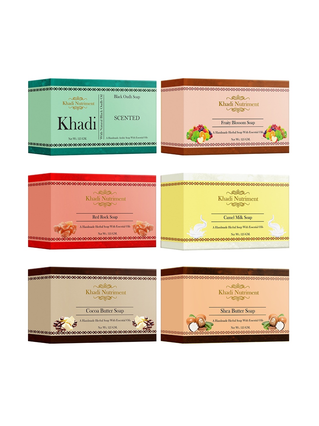 

Nutriment Khadi Set of 6 Assorted Handmade Soaps - 125g each
