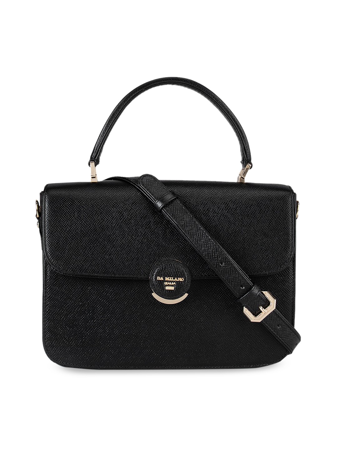

Da Milano Black Leather Structured Satchel