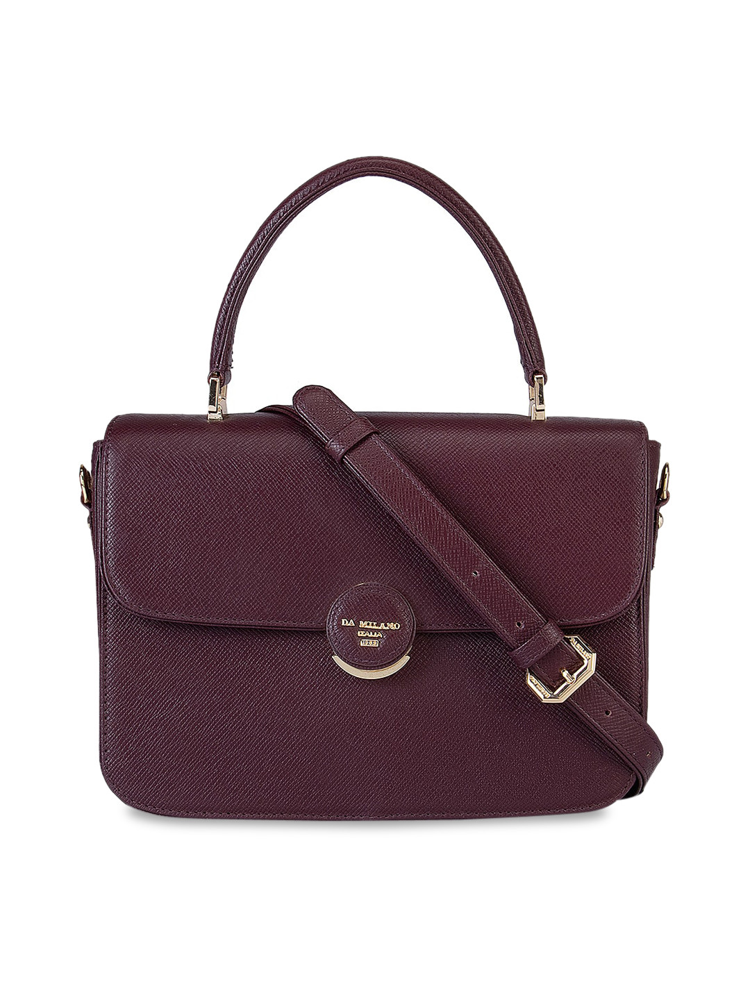 

Da Milano Purple Textured Leather Structured Satchel