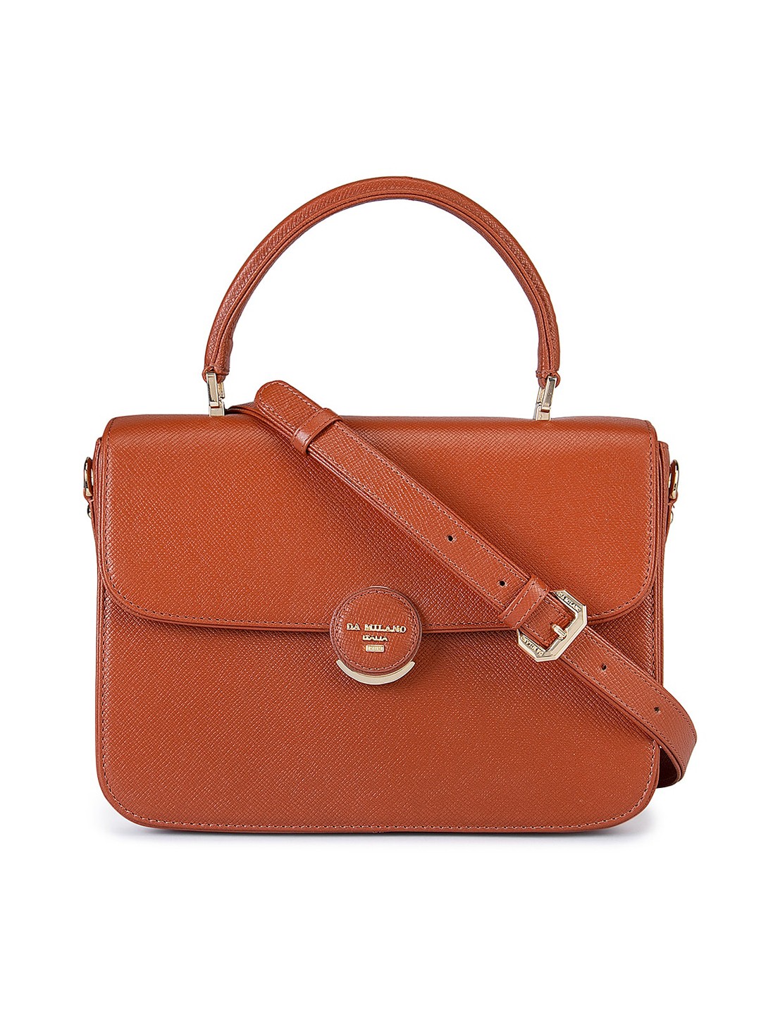 

Da Milano Rust Orange Leather Structured Satchel