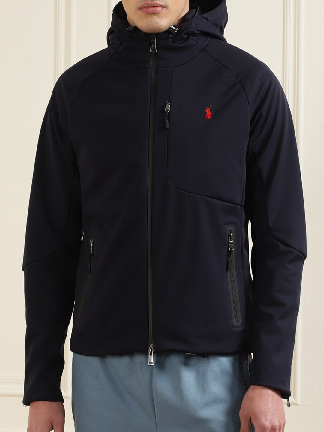 

Polo Ralph Lauren Men Navy Blue Hooded Cotton Lightweight Bomber