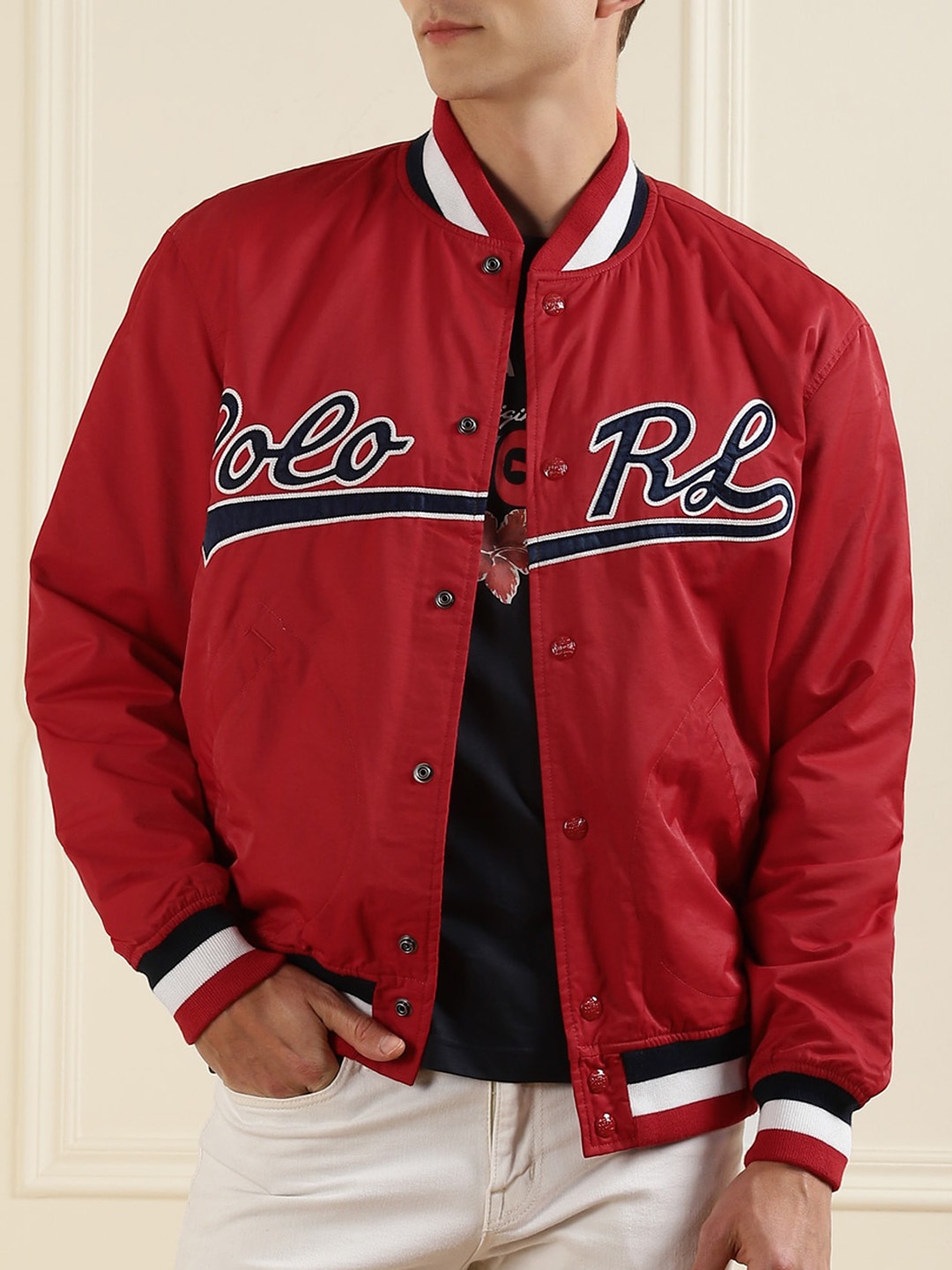 

Polo Ralph Lauren Men Red Typography Lightweight Varsity Jacket