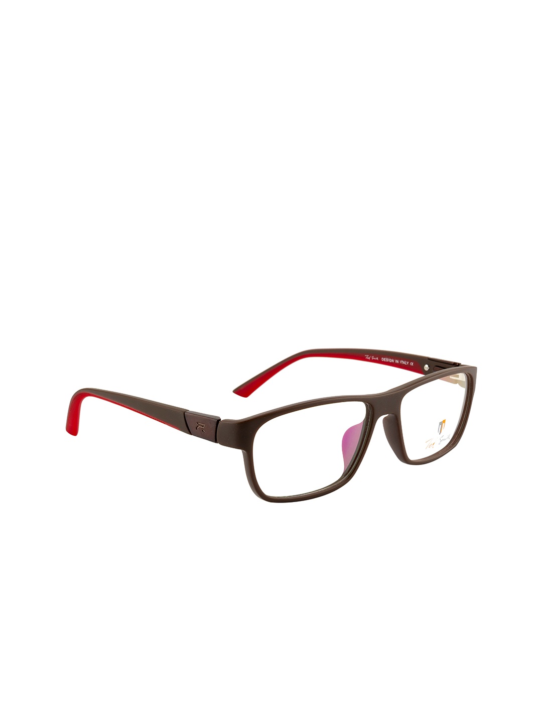 

Ted Smith Unisex Brown & Red Full Rim Wayfarer Frames
