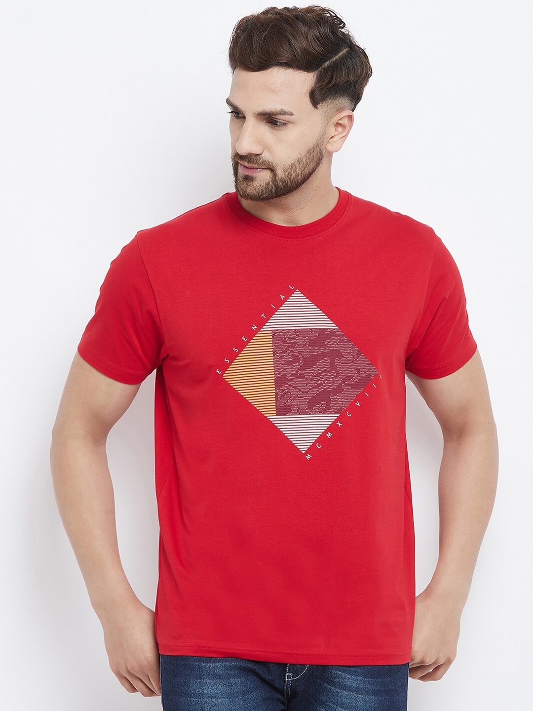 

98 Degree North Men Red Graphic Printed T-shirt
