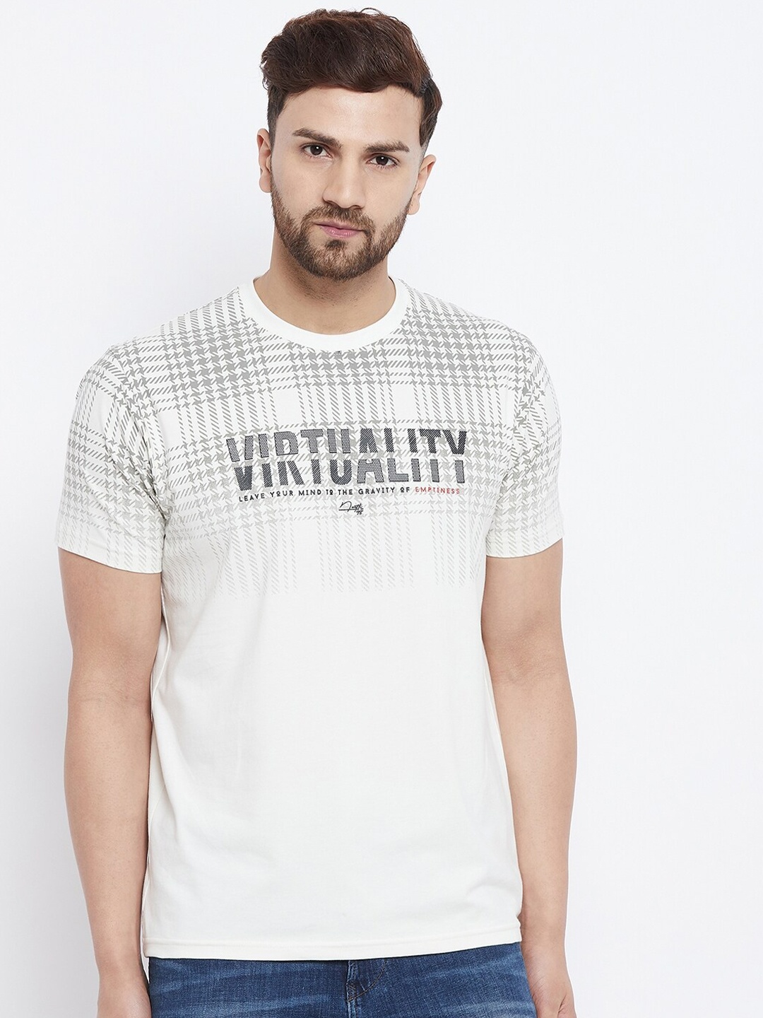 

98 Degree North Men Off White Typography Printed T-shirt