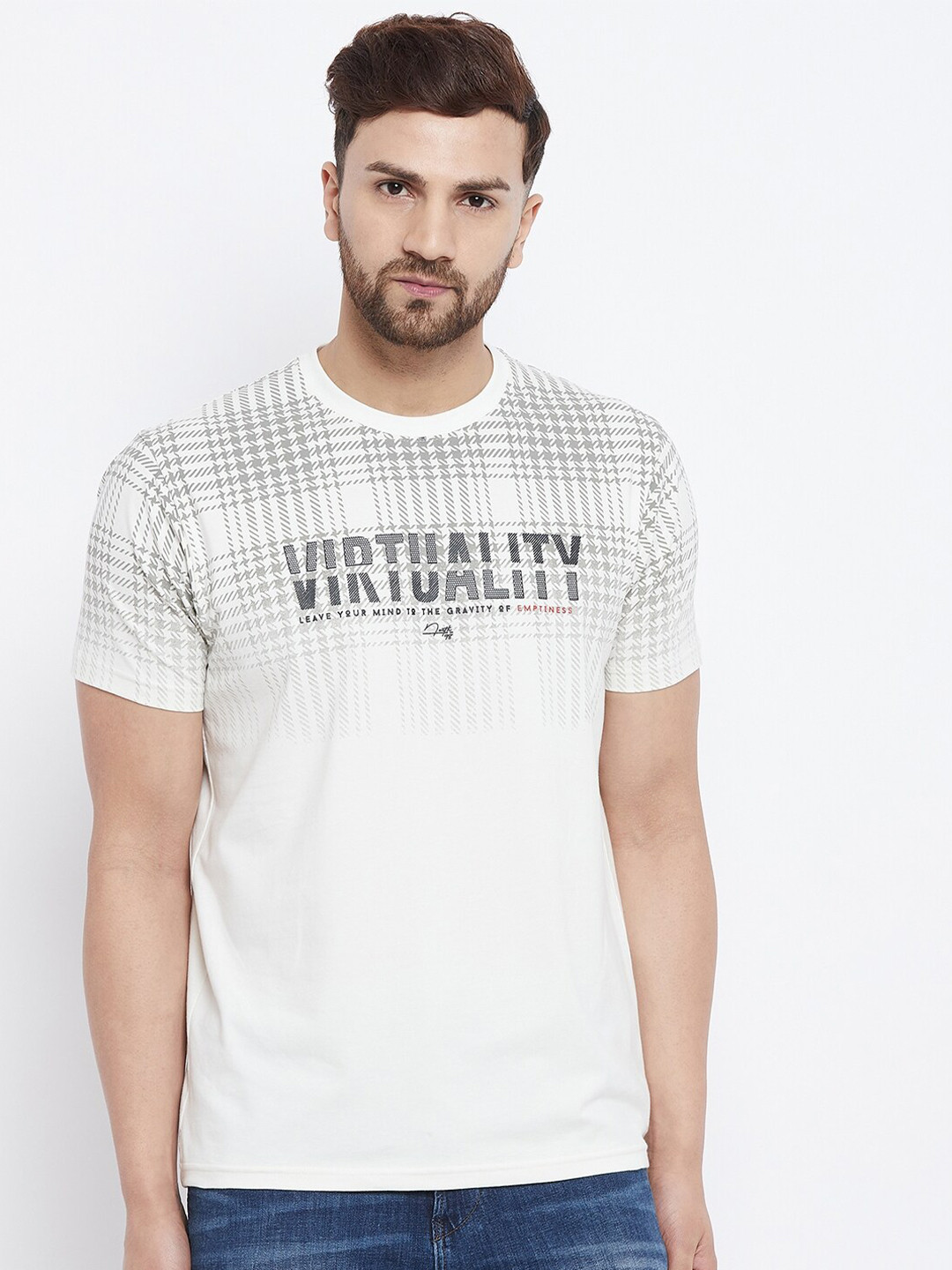 

98 Degree North Men Off White Typography Printed T-shirt