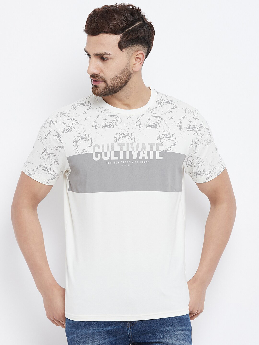 

98 Degree North Men Off White Typography Printed T-shirt