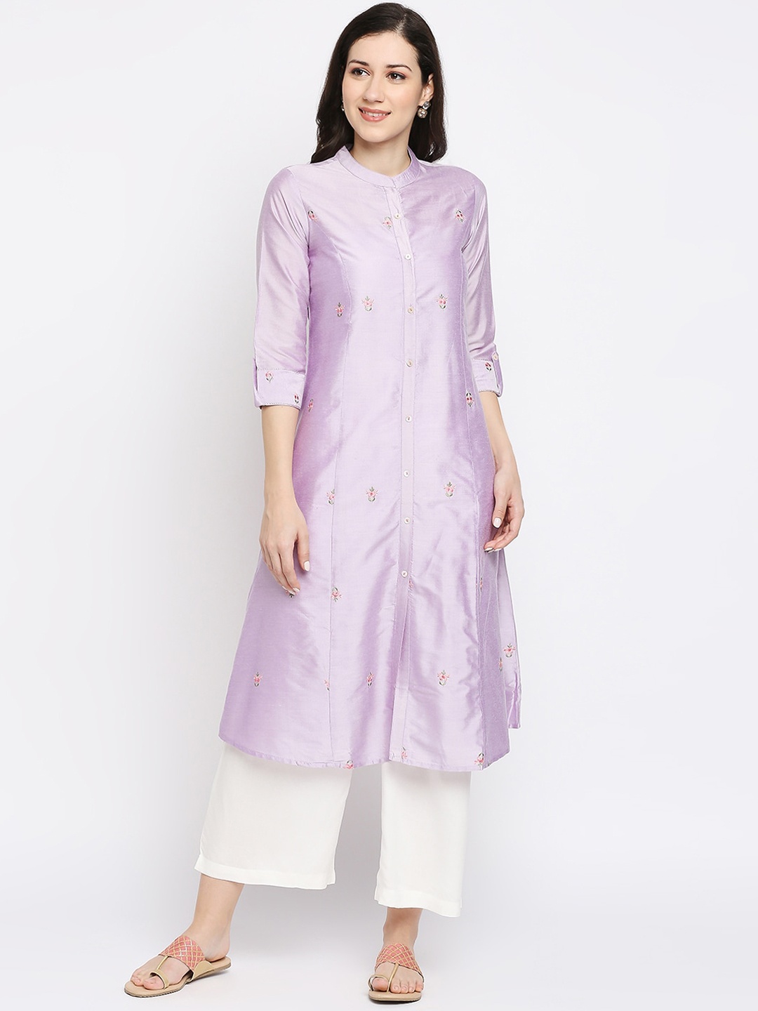 

Ethnicity Women Lavender Embroidered Kurta