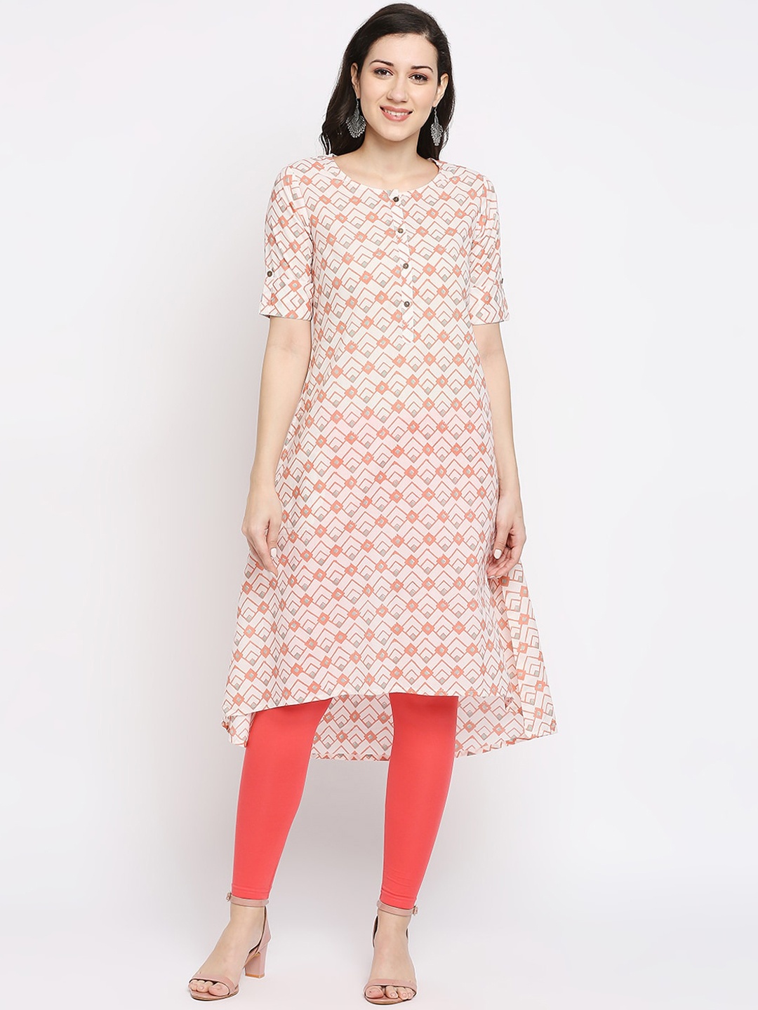 

Ethnicity Women Rust Geometric Printed A-Line Kurta
