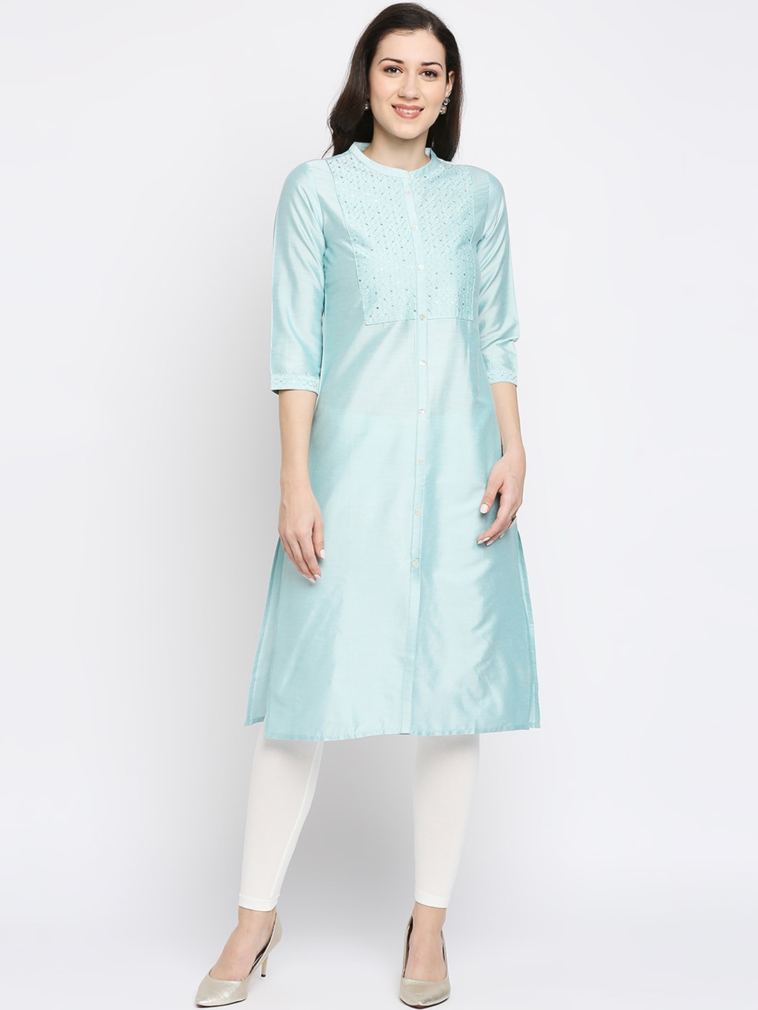 

Ethnicity Women Turquoise Blue Embellished Kurta