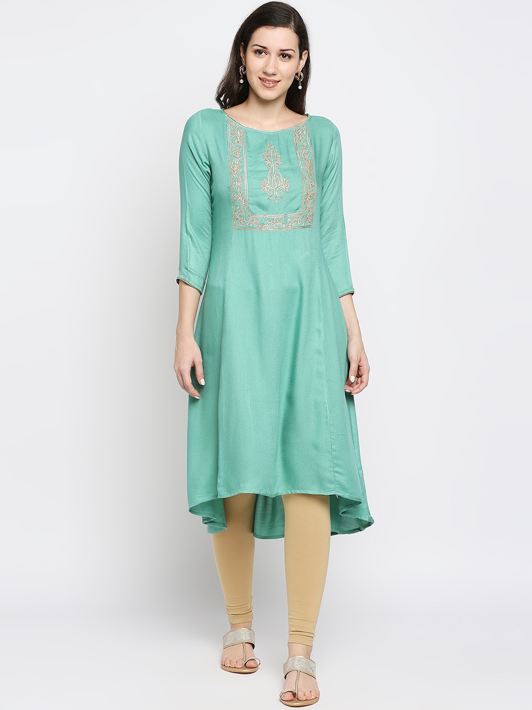 

Ethnicity Women Sea Green Embroidered Kurta