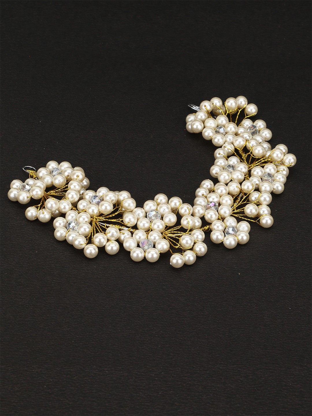 

VAGHBHATT Women Gold-Toned & White Pearl Studded Tiara
