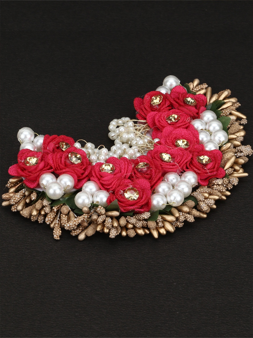 

VAGHBHATT Women Red & White Beaded Tiara