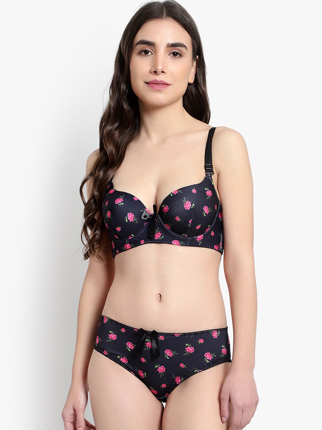 

BRACHY Women Black & Pink Printed Lingerie Set BCA_SET220A1-36B-Black