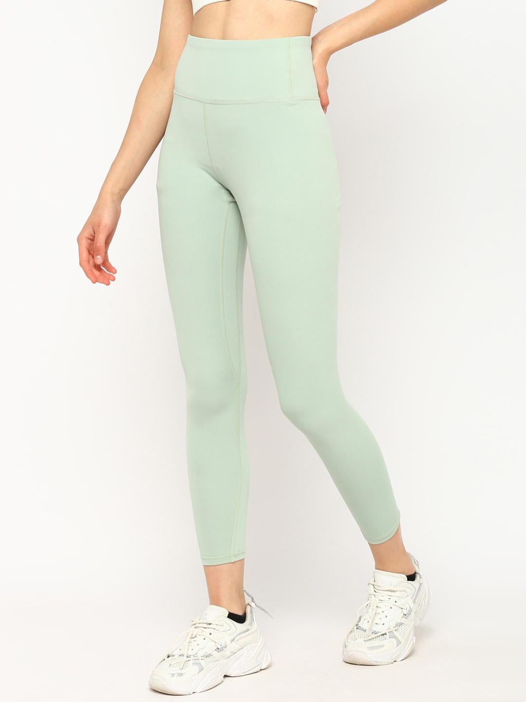 

JerfSports Women Mint Green Solid Tights