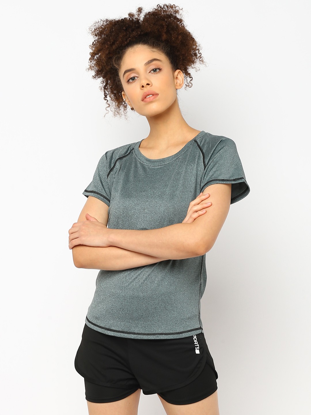 

JerfSports Women Grey Melange & Black Solid Tracksuit, Charcoal