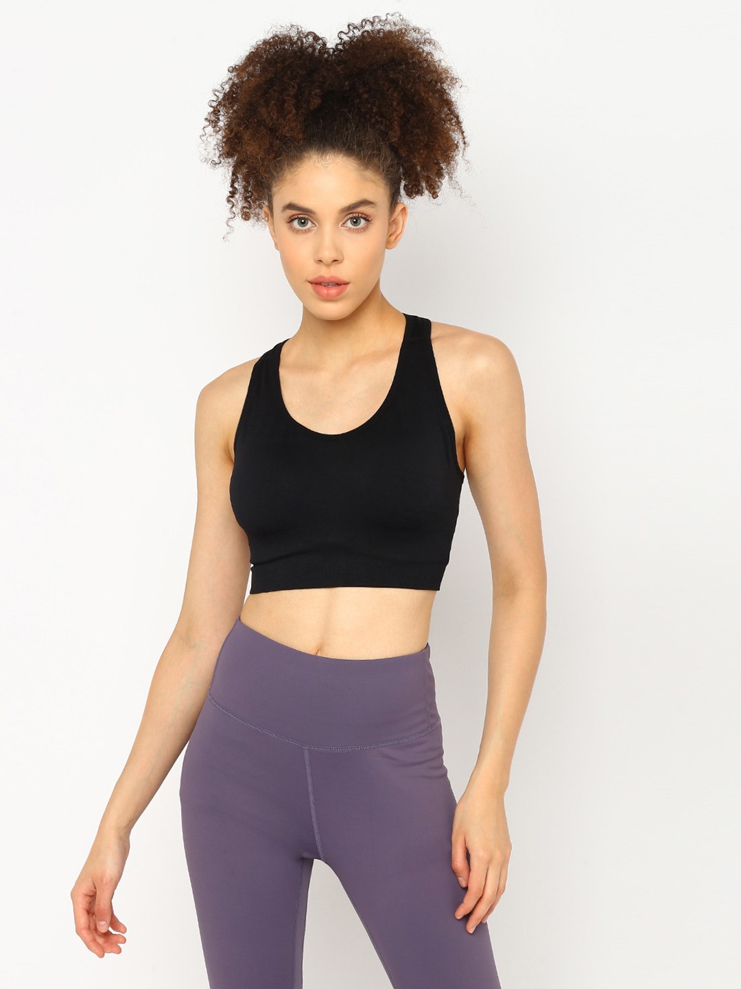 

JerfSports Women Black & Blue Solid Sports Bra & Tights Set