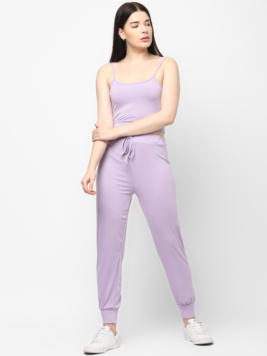 

JerfSports Women Lavender Ribbed Top & Joggers Set