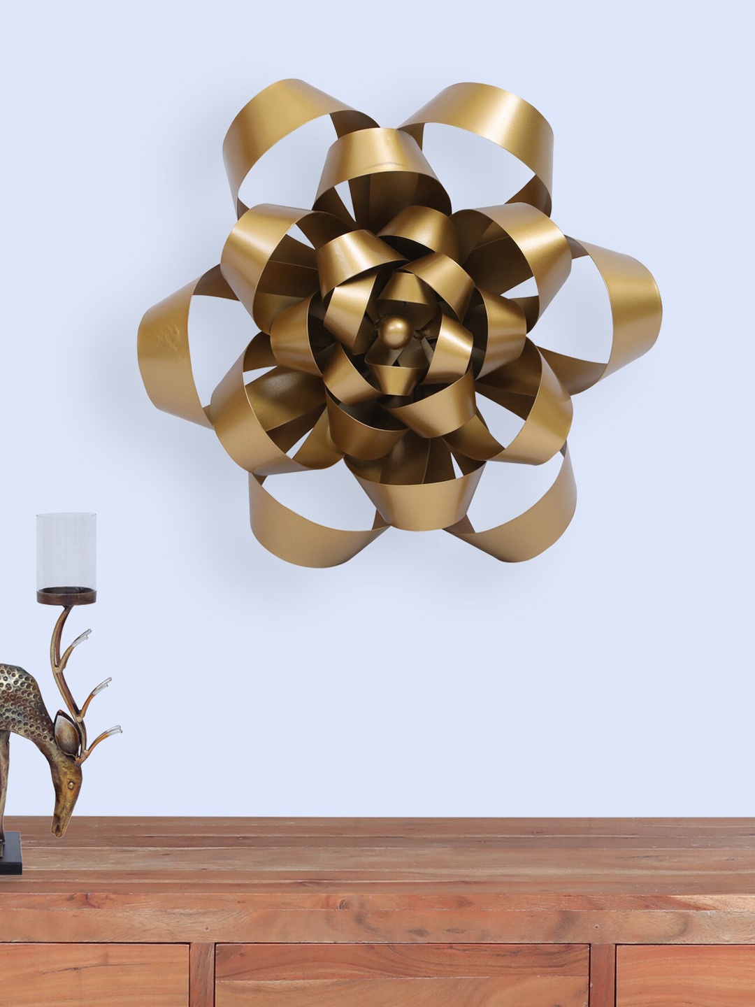 

vedas Gold-Toned Rosy Flower Wall Decor, Metallic