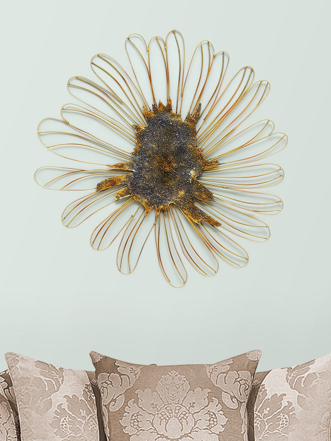 

vedas Brown & Metallic-Toned W-Dandelion Flower Wall Decor