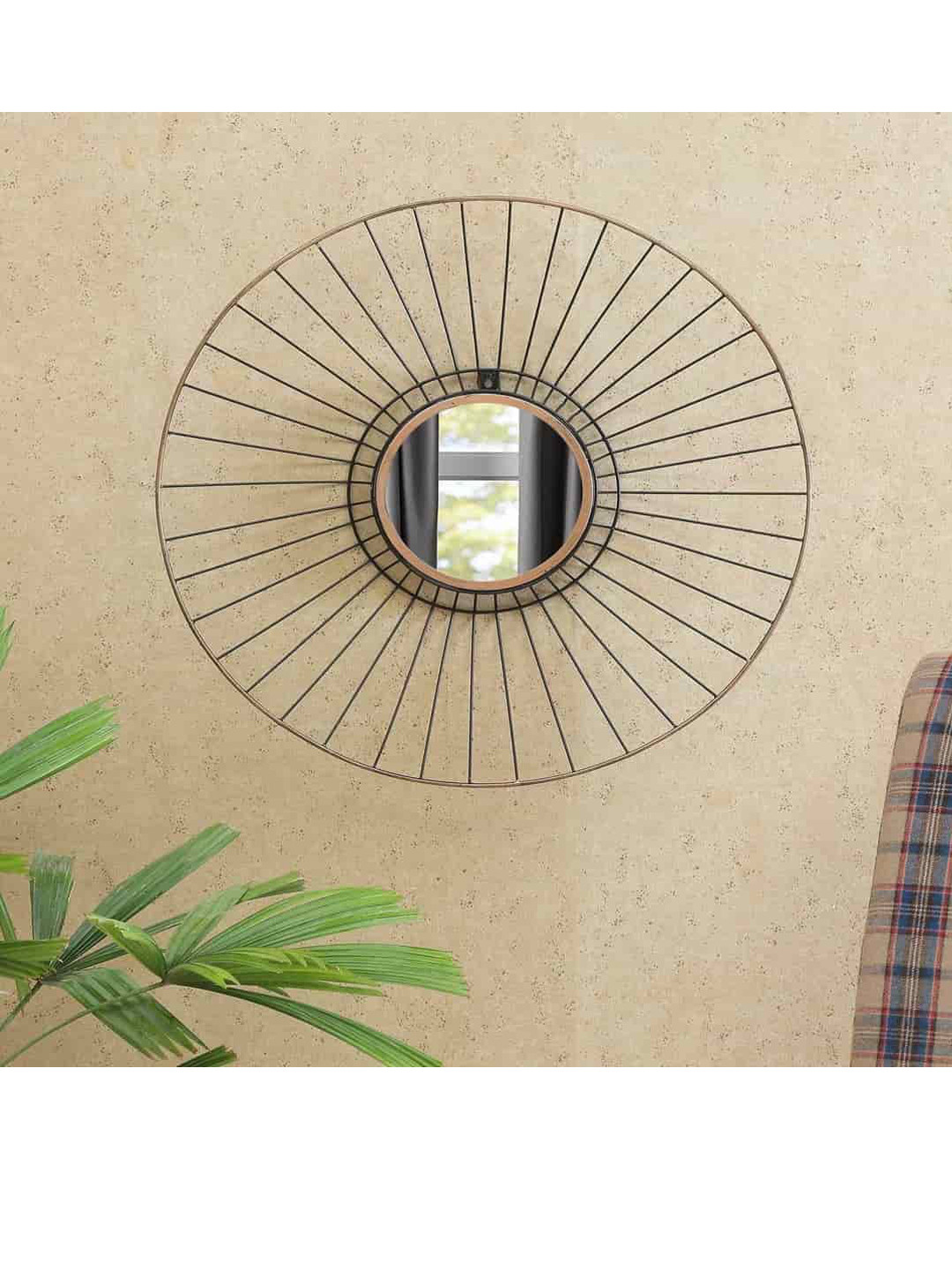 

vedas Metallic-Toned Textured Metal M-Harper Wall Mirror